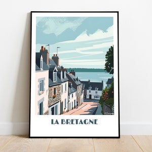 Handmade BRITTANY poster -  wall art modern travel poster framed birthday home made decor gift vector illustration print painting  custom