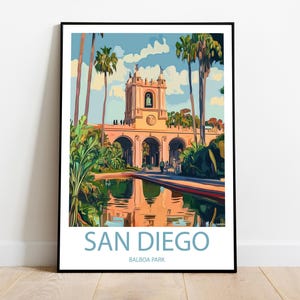 SAN DIEGO BALBOA Park handmade poster -  wall art modern travel poster framed birthday home made decor gift vector illustration print custom