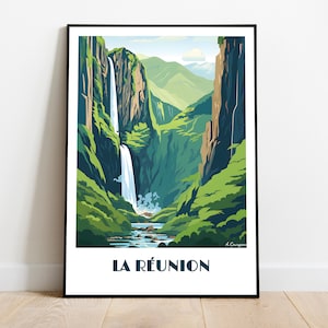 Handmade REUNION poster -  wall art retro travel poster framed birthday home made decor gift vector illustration print painting  custom text
