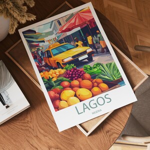 Handmade LAGOS NIGERIA poster -  wall art modern travel poster framed birthday home made decor gift vector illustration print painting