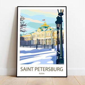 Handmade SAINT PETERSBURG Russia poster -  wall art modern travel poster framed birthday home made decor gift vector illustration print