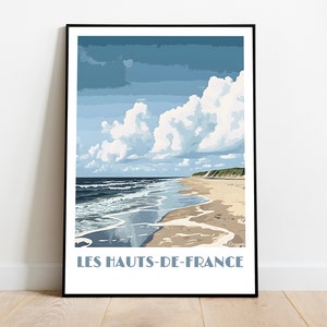 HAUTS-DE-FRANCE handmade poster -  wall art modern travel poster framed birthday home made decor gift vector illustration print  custom text