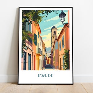 Handmade AUDE poster -  wall art modern travel poster framed birthday home made decor gift vector illustration print painting  custom text