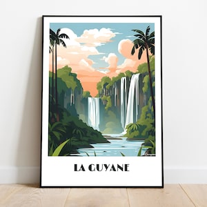 Handmade poster of GUYANA -  wall art retro travel poster framed birthday home made decor gift vector illustration print painting  custom