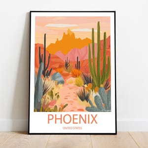 Handmade PHOENIX UNITED STATES poster -  wall art modern travel poster framed birthday home made decor gift vector illustration print custom