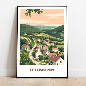 Handmade LIMOUSIN poster -  wall art modern travel poster framed birthday home made decor gift vector illustration print painting  custom