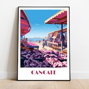 Handgefertigtes Cancale-Reiseposter für Vintage-Kunstliebhaber (Reisedruck, Kunst, Wanddekoration, Geschenk, personalisiertes Geschenk, individueller Text, Geburtstag, Papa
