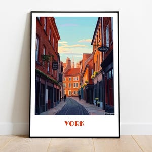 Handmade YORK Yorkshire poster -  wall art modern travel poster framed birthday home made decor gift vector illustration print painting
