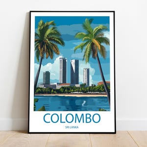 Handmade COLOMBO SRI LANKA poster -  wall art modern travel poster framed birthday home made decor gift vector illustration print custom
