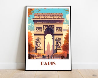 Handmade PARIS travel poster for vintage art lovers (Paris Gift wall decoration travel print art lovers artwork)