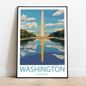 Handmade WASHINGTON UNITED STATES poster -  wall art modern travel poster framed birthday home made decor gift vector illustration print