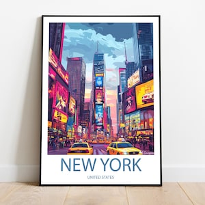 Handmade NEW YORK poster -  wall art modern travel poster framed home made decor gift illustration print painting  personalized gift custom
