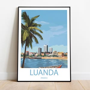 Handmade LUANDA ANGOLA poster -  wall art modern travel poster framed birthday home made decor gift vector illustration print painting