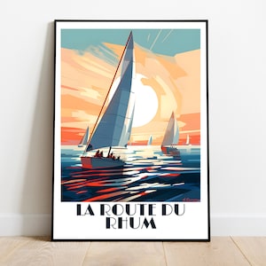 Handmade La Route du Rhum Travel Poster for Vintage Art Lovers (Travel Print Art Wall Decor Gift  personalized gift custom text birthday dad