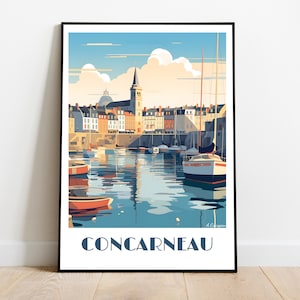 Concarneau Handmade Travel Poster for Vintage Art Lovers (Travel Print Art Wall Decor Gift  personalized gift custom text birthday dad