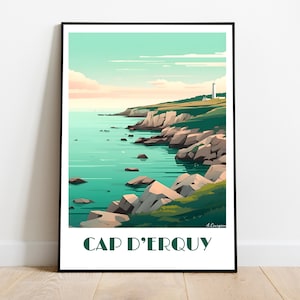 ERQUY Handmade Travel Poster for Vintage Art Lovers (Brittany Gift Wall Decor Travel Print Art Lovers Artwork  personalized gift custom text