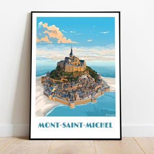 MONT-SAINT-MICHEL handmade poster -  wall art modern travel poster framed birthday home made decor gift illustration print painting  custom