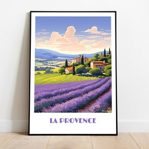 Handmade PROVENCE poster -  wall art retro travel poster framed birthday home made decor gift vector illustration print painting  custom