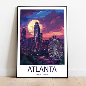 Handmade ATLANTA UNITED STATES poster -  wall art modern travel poster framed birthday home made decor gift vector illustration print custom