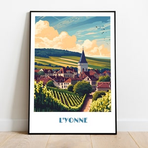 YONNE handmade poster -  wall art modern travel poster framed birthday home made decor gift vector illustration print painting  custom text