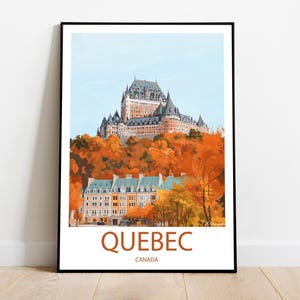 Handmade QUEBEC CANADA poster - wall art modern travel poster framed birthday home made decor gift vector illustration print painting