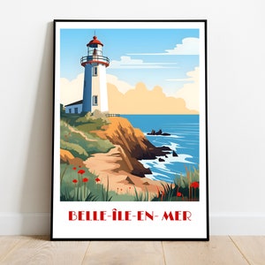 Handgefertigtes Belle-île-en-Mer-Reiseposter für Vintage-Kunstliebhaber (Reisedruck, Kunst, Wanddekoration, Geschenk, personalisiertes Geschenk, individueller Text, Geburtstag, Papa