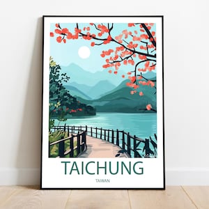 Handmade TAICHUNG TAIWAN poster -  wall art modern travel poster framed birthday home made decor gift vector illustration print custom text