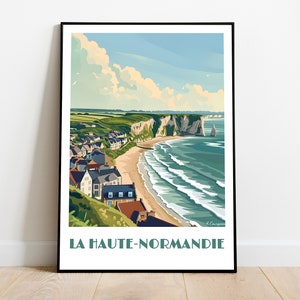 HAUTE-NORMANDIE handmade poster -  wall art modern travel poster framed birthday home made decor gift vector illustration print  custom text