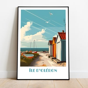Handmade Oléron Island Poster -  wall art modern travel poster framed birthday home made decor gift vector illustration print painting