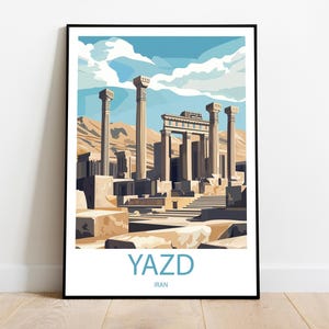 Handmade poster of YAZD IRAN -  wall art modern travel poster framed birthday home made decor gift vector illustration print painting