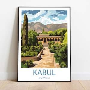 Handmade KABUL AFGHANISTAN poster -  wall art modern travel poster framed birthday home made decor gift vector illustration print custom