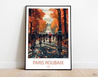 PARIS ROUBAIX 1 1896 handmade poster (wall, modern travel poster framed birthday home made decor gift illustration print tour de france