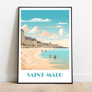 SAINT-MALO handmade travel poster for vintage art lovers (Brittany Gift wall decoration travel print art lovers  personalized gift custom