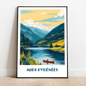Handmade MIDI-PYRENNÉES poster -  wall art modern travel poster framed birthday home made decor gift vector illustration print  custom text