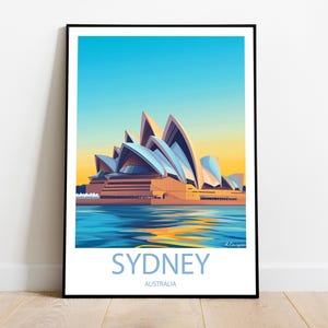 Handmade SYDNEY AUSTRALIA poster -  wall art modern travel poster framed birthday home made decor gift vector illustration print custom text