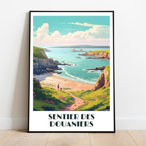 Handmade Sentier des DOUANIERS travel poster for vintage art lovers (Brittany Gift wall decoration travel print art  personalized gift