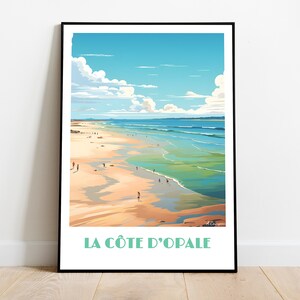 Handmade poster of LA COTE D'OPALE -  wall art retro travel poster framed birthday home made decor gift vector illustration print painting