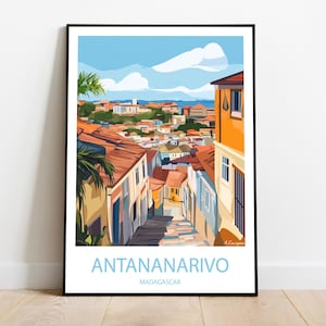 Handmade ANTANANARIVO MADAGASCAR poster -  wall art modern travel poster framed birthday home made decor gift vector illustration print