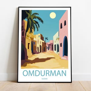 Handmade OMDURMAN SUDAN poster -  wall art modern travel poster framed birthday home made decor gift vector illustration print painting