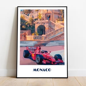 MONACO F1 Grand Prix Handmade Poster -  wall art modern travel poster France home made decor gift illustration print painting  custom text