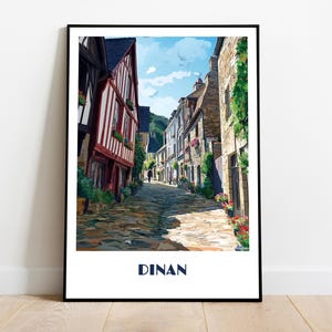DINAN and the Jerzual handmade poster -  wall art modern travel poster framed birthday home made decor gift illustration print painting
