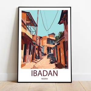 Handmade IBADAN NIGERIA poster -  wall art modern travel poster framed birthday home made decor gift vector illustration print painting