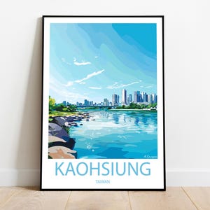 Handmade KAOHSIUNG TAIWAN poster -  wall art modern travel poster framed birthday home made decor gift vector illustration print custom text