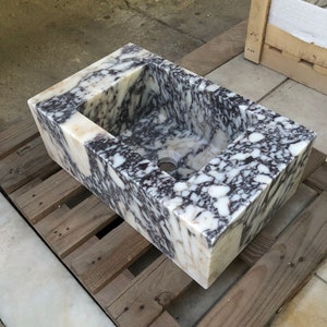 Calacatta Viola Marble Sink, Vessel Sink, Stone Marble Sink, Round Corner, Special Order Sink, Wall Mounted Sink Elegant Bathroom Vanity