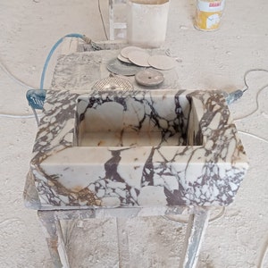 Handcrafted Calacatta Viola Marble Sink: Wall Mount Bathroom Vanity by MarbleSinkCo