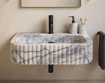 Natural Stone Vessel Bathroom Sink, Chiseled Ojinaga Marble, Vanity Sink