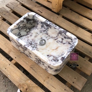 Elegant Bathroom Sink Wall Mount Marble Sink Marble Bathroom Sink Powder Room Sink Top Natural Stone Calacatta Marble Sink Custom Vanity