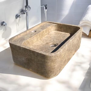 Elegant Bathroom Sink Wall Mount Marble Sink Marble Bathroom Sink Powder Room Sink Top Natural Stone - Emperador Marble Sink Custom Vanity