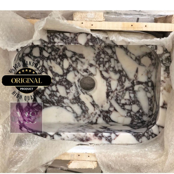 Calacatta Viola Marble Sink, Custom Made Sink, Powder Room Sink, Wall Mount Sink, Bathroom Sink , Natural Stone Marbel Sink, Marbelsinkco