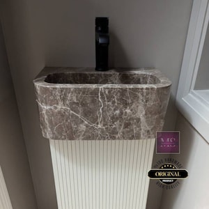 Beige Marble Sink Bathroom Marble Sink Custom Order Marble Washbasin Marble Vessel Sink  Wall Mount Sink  Marble Vanity Sink  Rectangle Sink